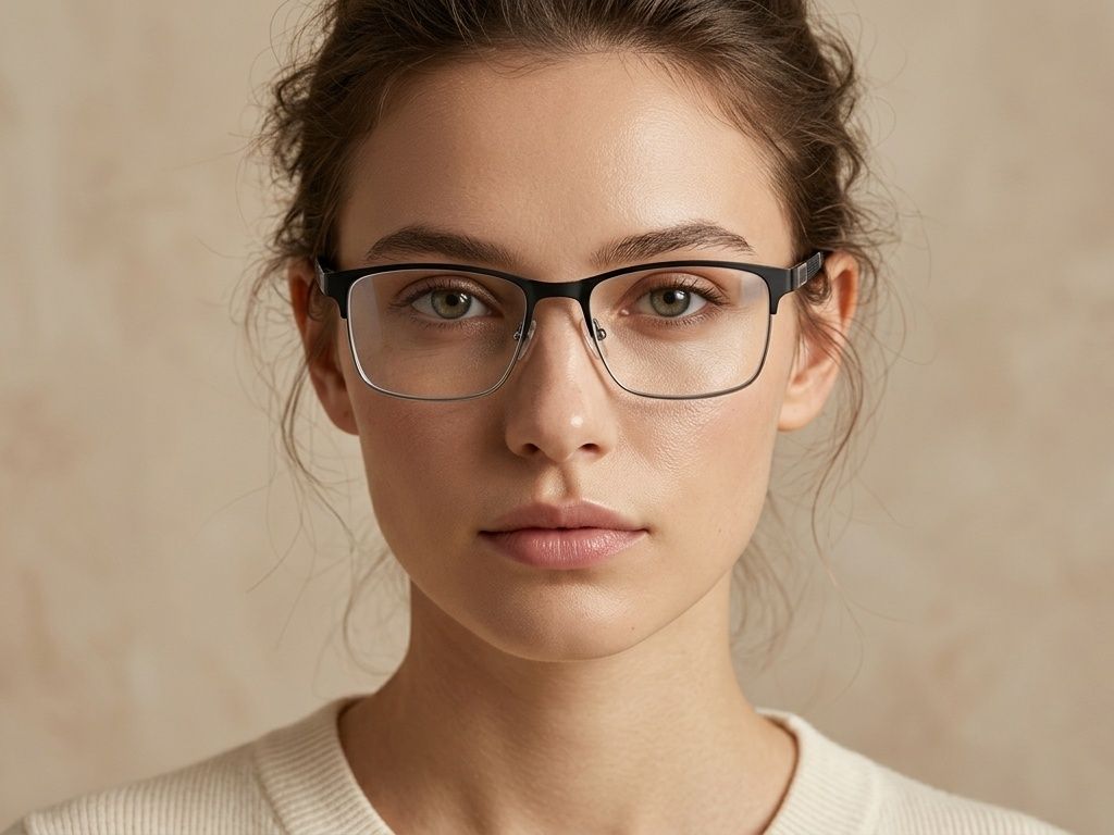 Gafas rectangulares de metal negro #BS2425-1182