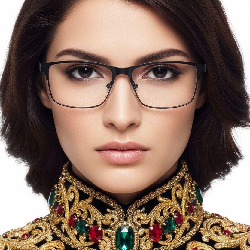 Rectangular Black Metal Glasses #BS2425-1182