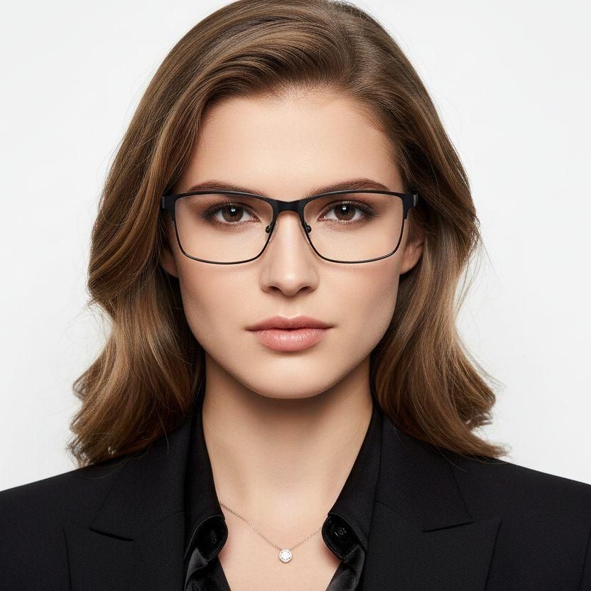 Rectangular Black Metal Glasses #BS2425-1183