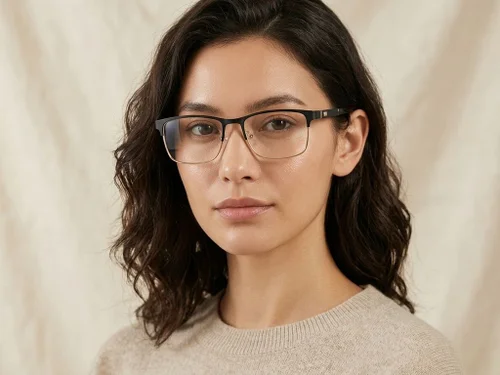 Lunettes rectangulaires en métal noir #BS2425-1185