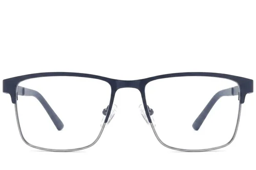 Lunettes rectangulaires en métal bleu #BS2425-1186