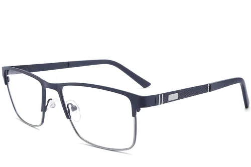 Lunettes rectangulaires en métal bleu #BS2425-1186