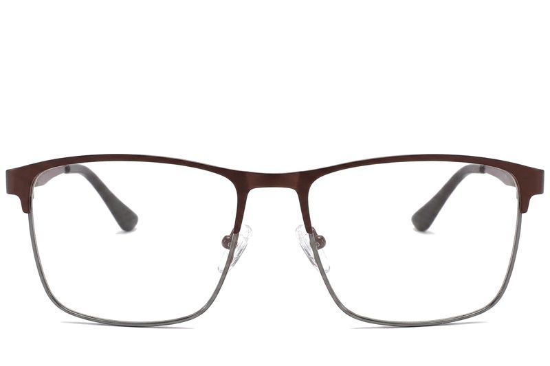 Occhiali rettangolari in metallo marrone #BS2425-1189