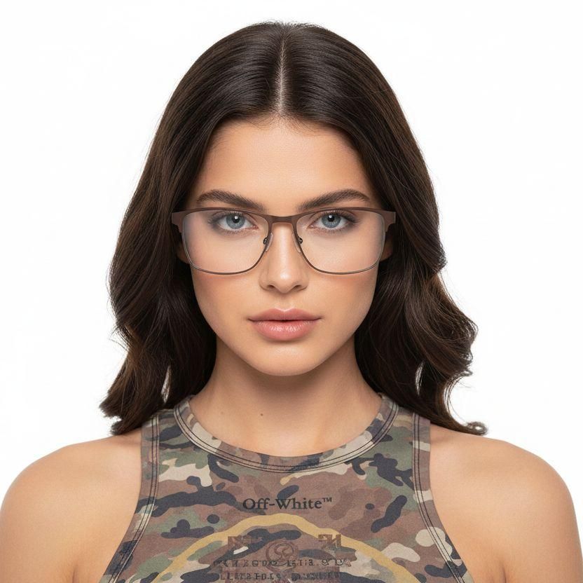 Rectangular Brown Metal Glasses #BS2425-1189