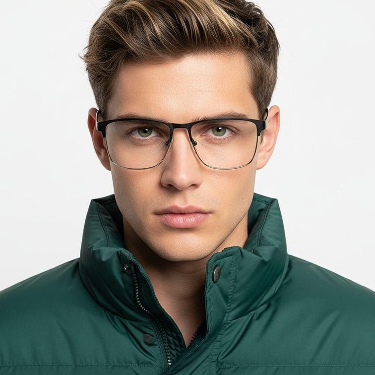 Gafas rectangulares de metal negro #BS2425-1190