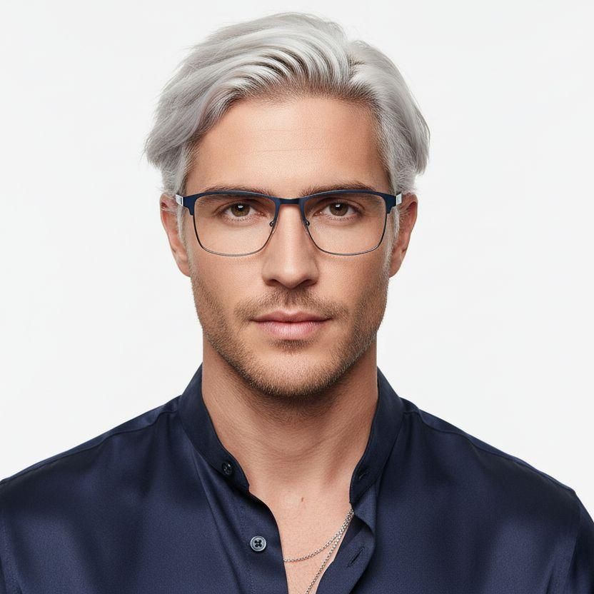 Rectangular Black Metal Glasses #BS2425-1191