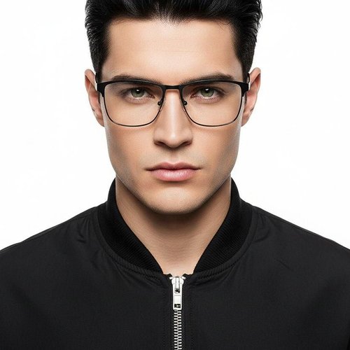 Lunettes rectangulaires en métal noir #BS2425-1192