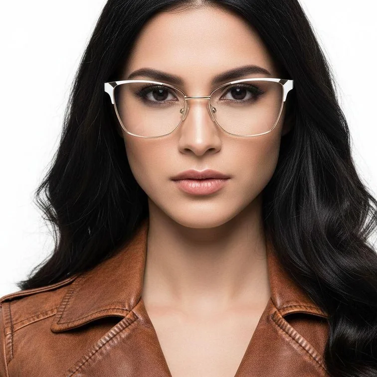 Gafas de metal blanco con forma de mariposa #BS2425-1199