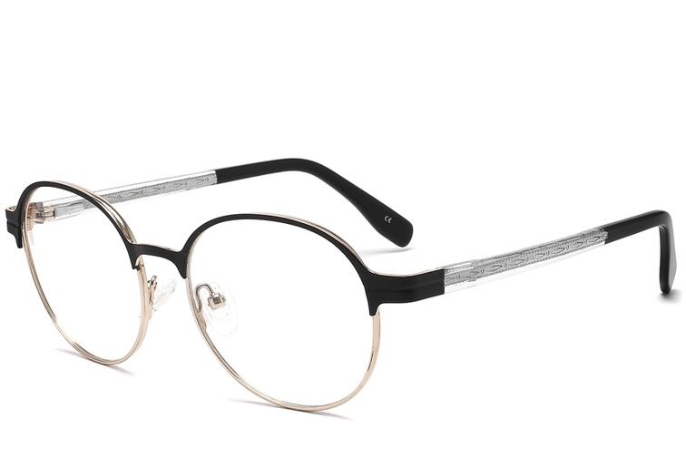 Oval Black Metal Glasses #BS2425-1206