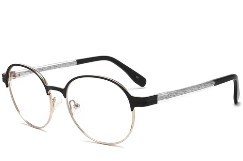 Lunettes ovales en métal noir #BS2425-1206