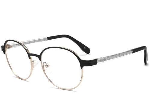 Oval Black Metal Glasses #BS2425-1206