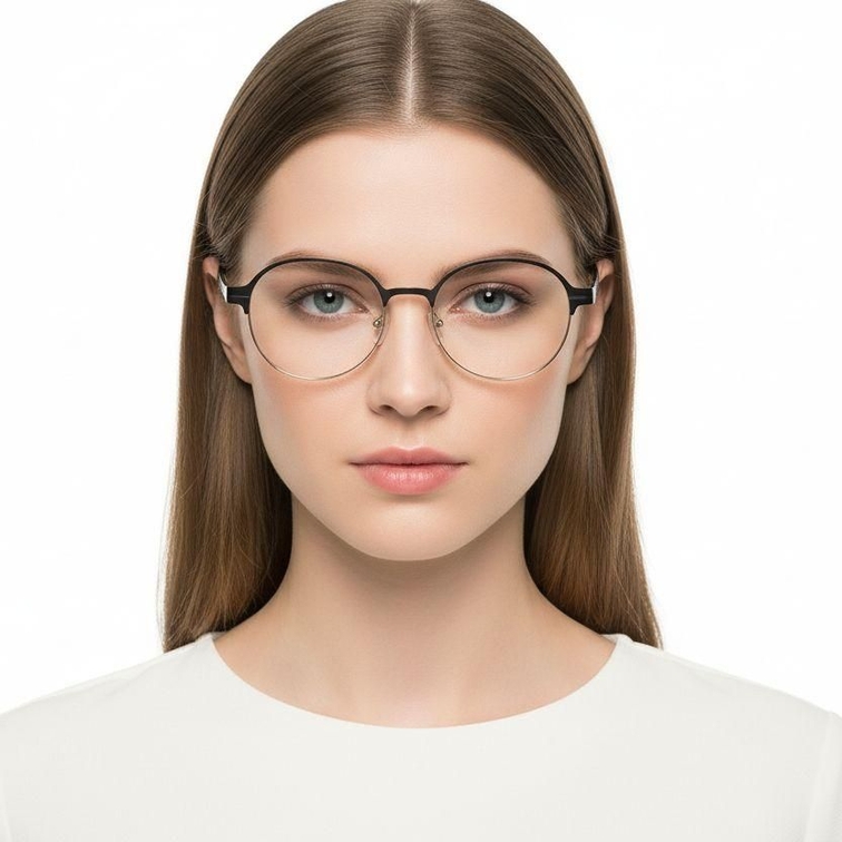 Oval Black Metal Glasses #BS2425-1206