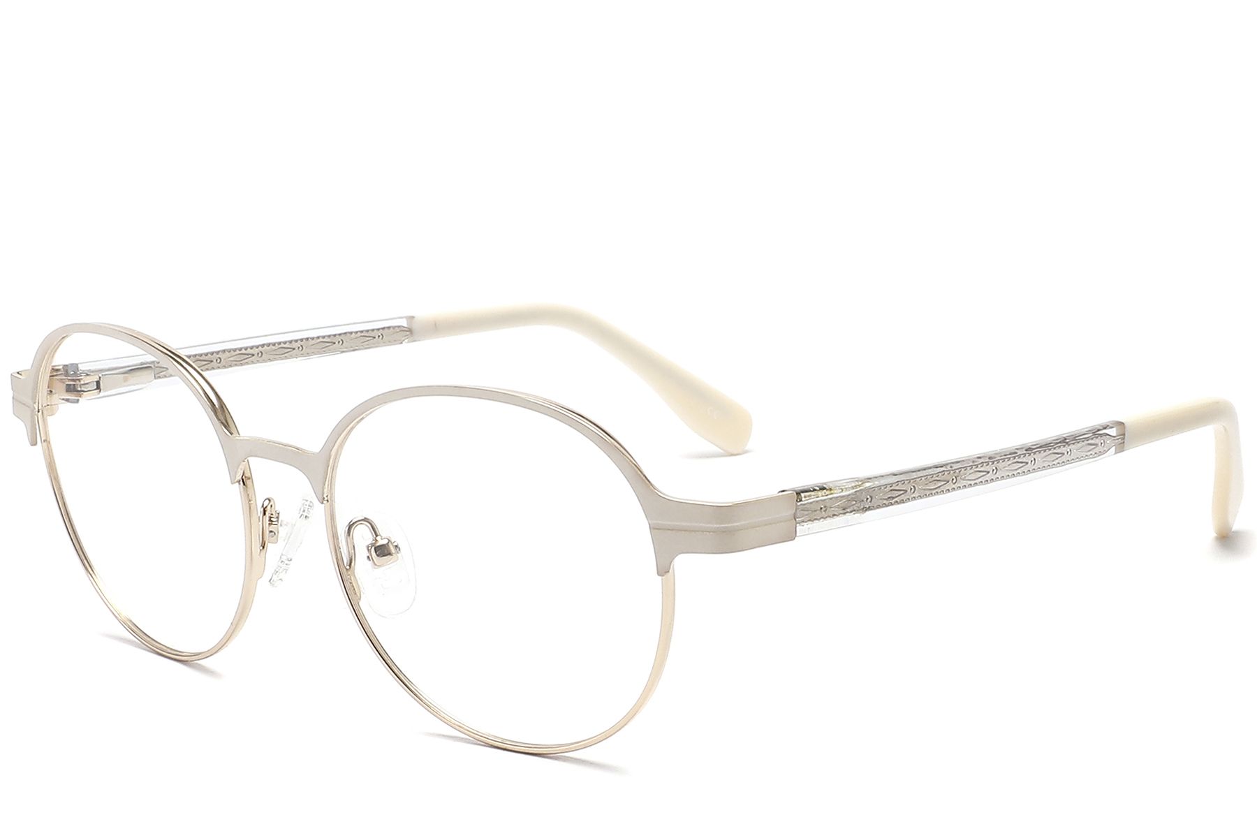 Oval Cream Metal Glasses #BS2425-1208