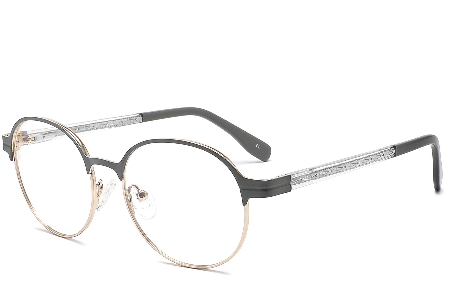 Oval Gray Metal Glasses #BS2425-1209