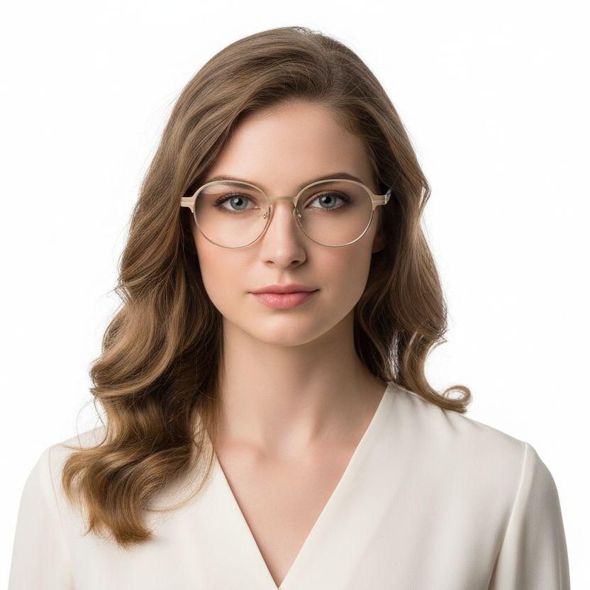 Ovale orangefarbene Metallbrille #BS2425-1210