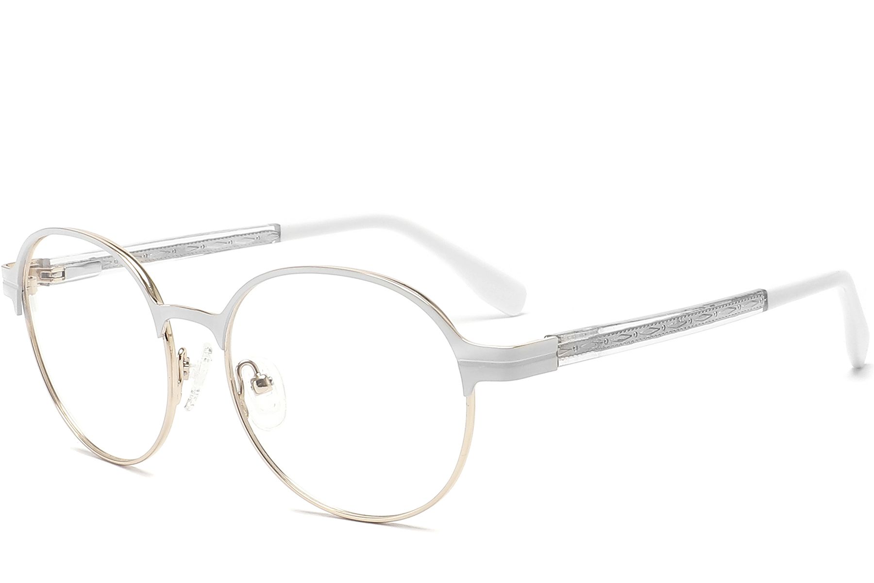 Oval White Metal Glasses #BS2425-1211