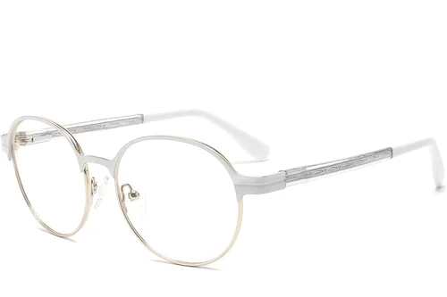 Lunettes ovales en métal blanc #BS2425-1211