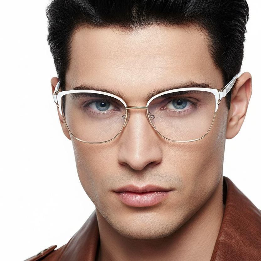 Lunettes papillon en métal blanc #BS2425-1216