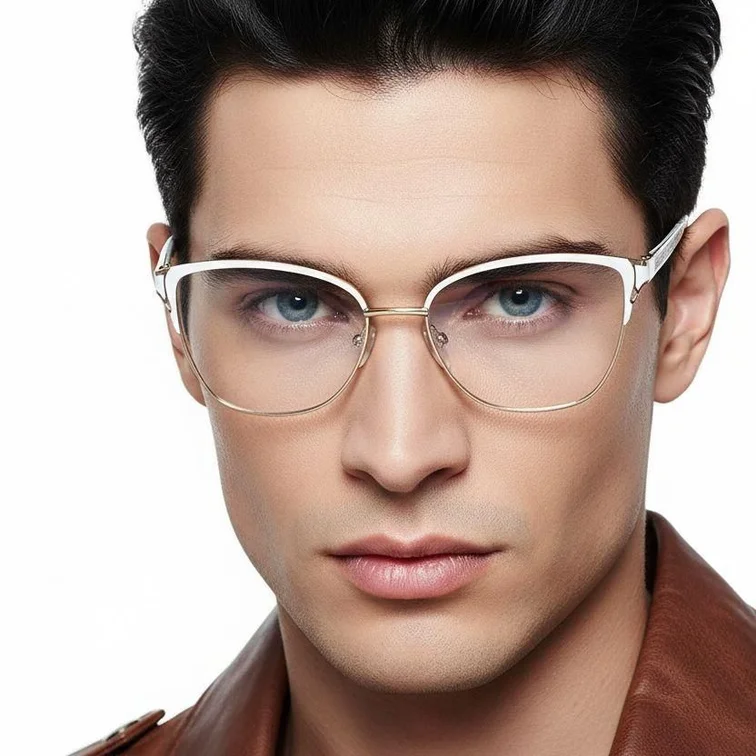 Gafas de metal blanco con forma de mariposa #BS2425-1216