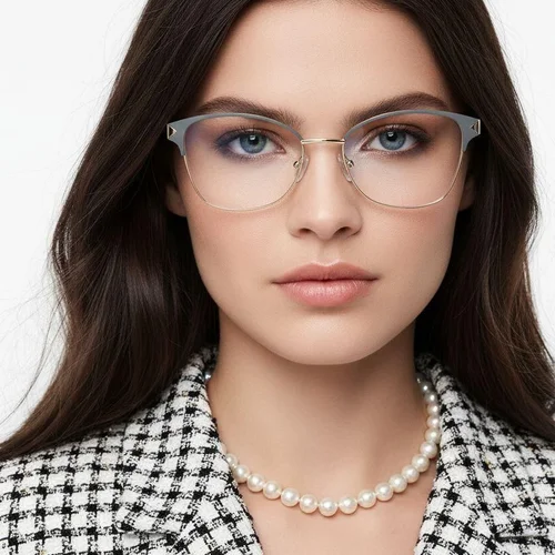 Lunettes papillon en métal bleu #BS2425-1218