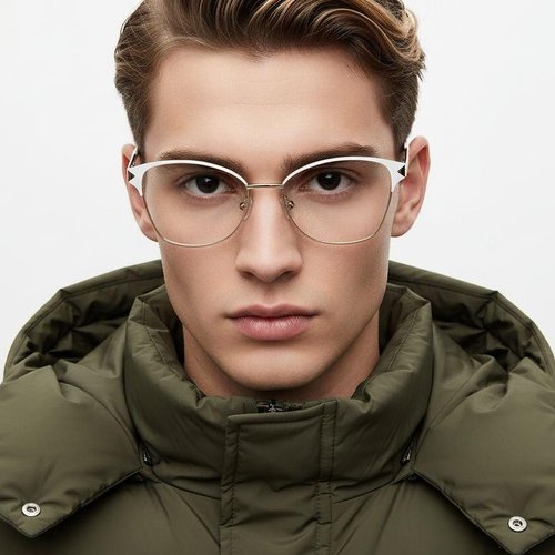 Lunettes papillon en métal blanc #BS2425-1221