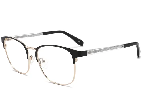 Lunettes rectangulaires en métal noir #BS2425-1222