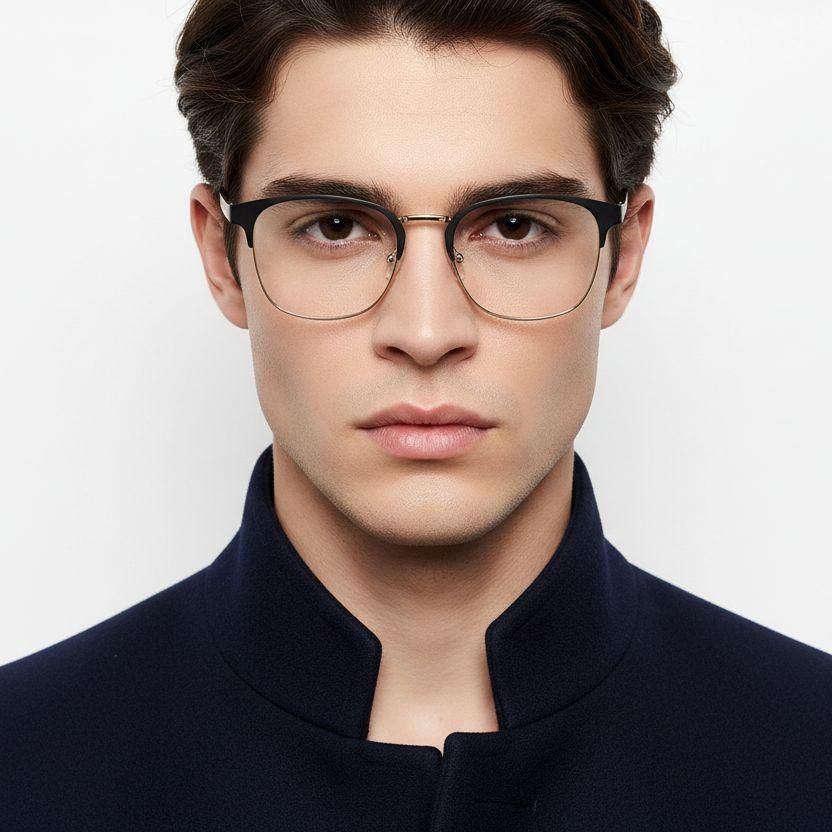 Rectangular Black Metal Glasses #BS2425-1222