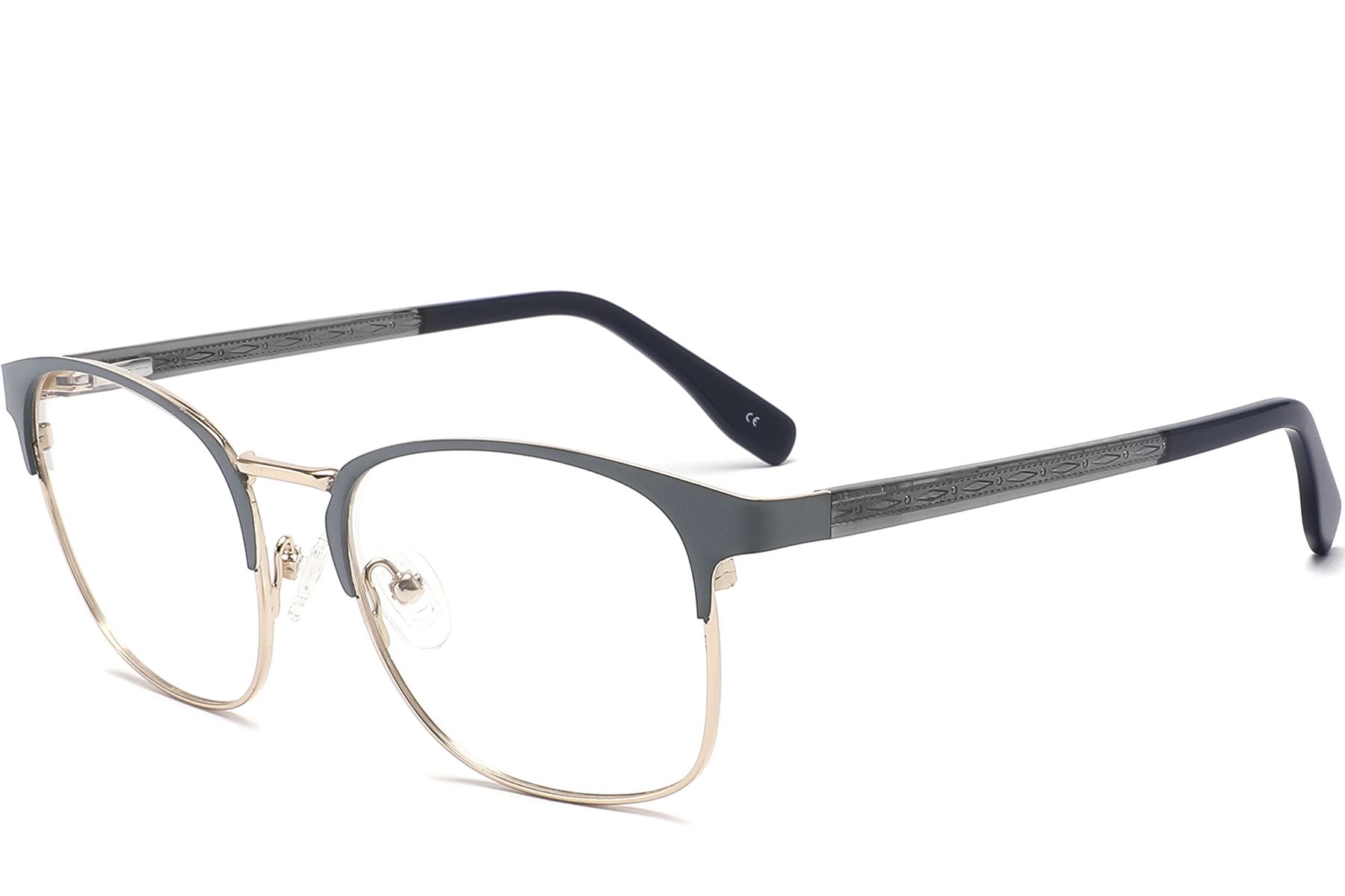 Rectangular Blue Metal Glasses #BS2425-1223