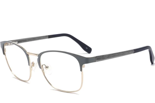 Lunettes rectangulaires en métal bleu #BS2425-1223
