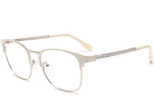 Lunettes rectangulaires en métal crème #BS2425-1224