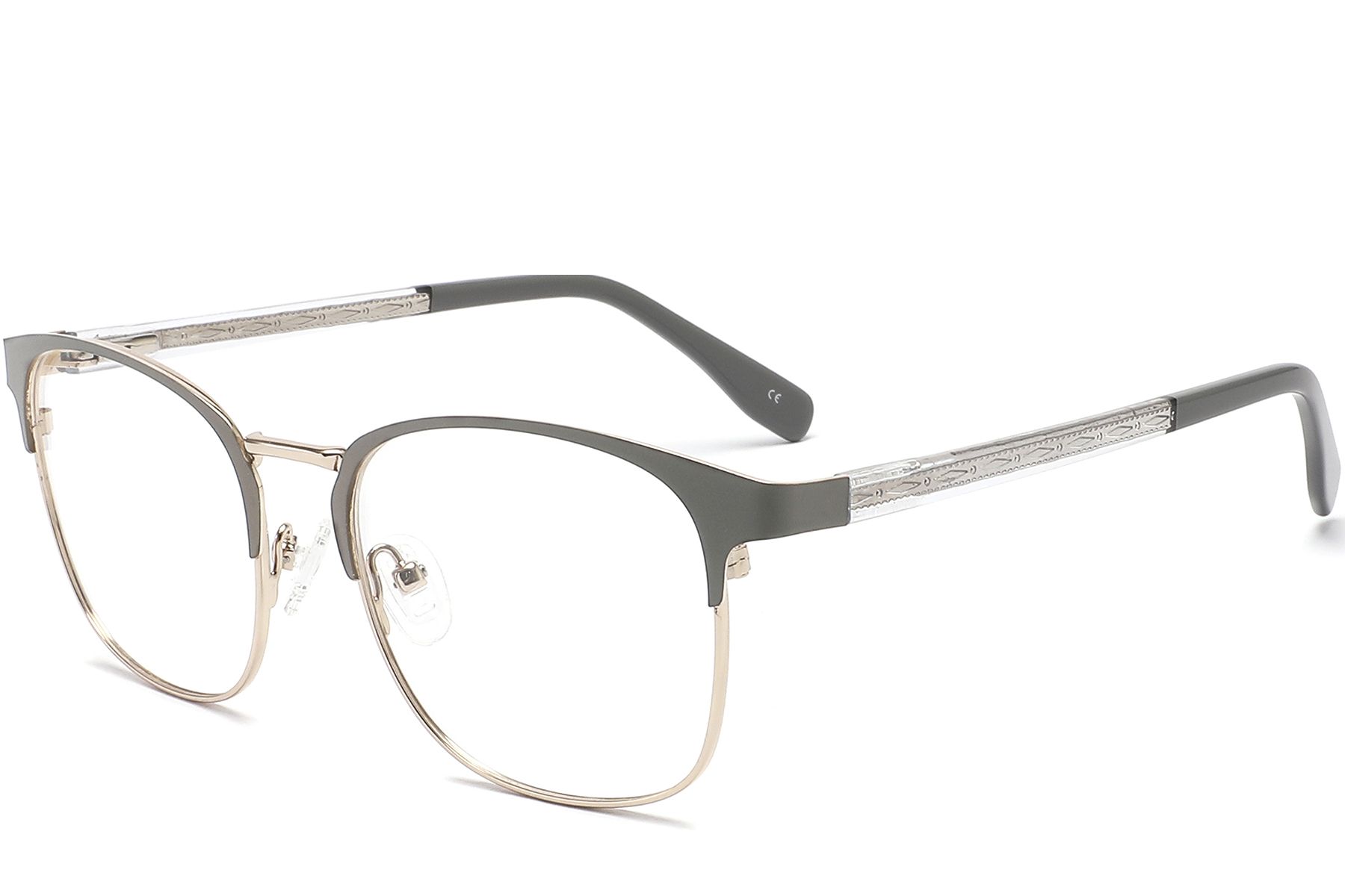 Rectangular Gray Metal Glasses #BS2425-1225