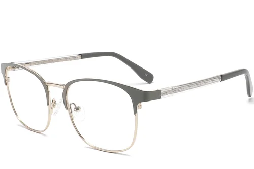 Lunettes rectangulaires en métal gris #BS2425-1225