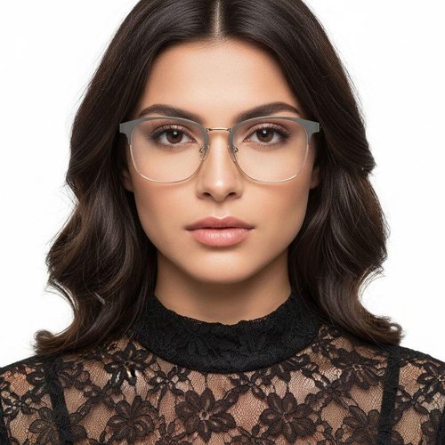 Lunettes rectangulaires en métal gris #BS2425-1225