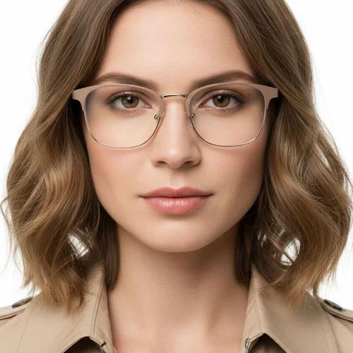 Lunettes rectangulaires en métal orange #BS2425-1226