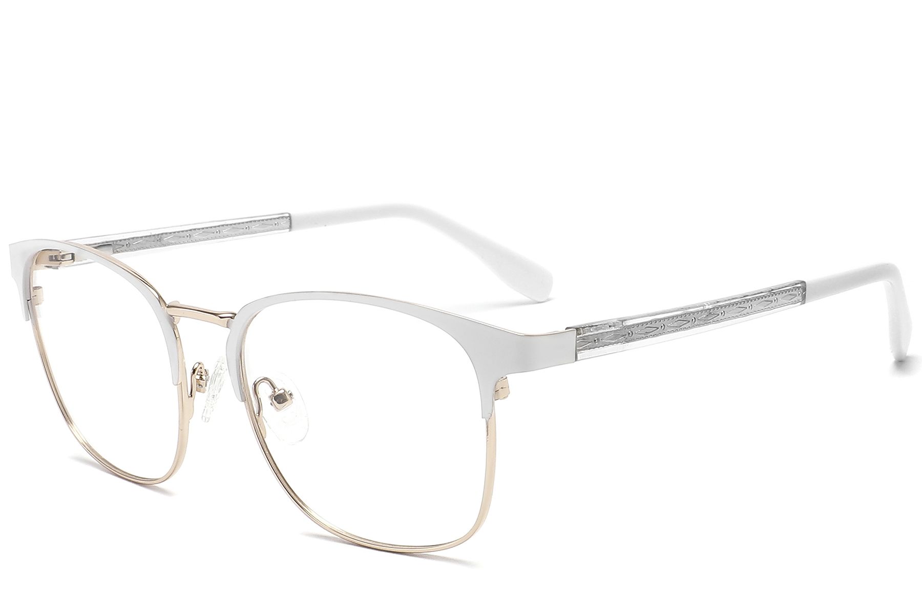 Rectangular White Metal Glasses #BS2425-1227