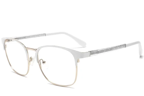 Lunettes rectangulaires en métal blanc #BS2425-1227
