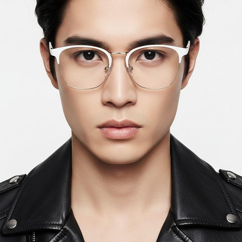 Rectangular White Metal Glasses #BS2425-1227