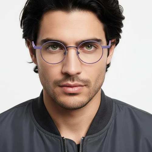 Lunettes rondes en métal violet #BS2425-1261
