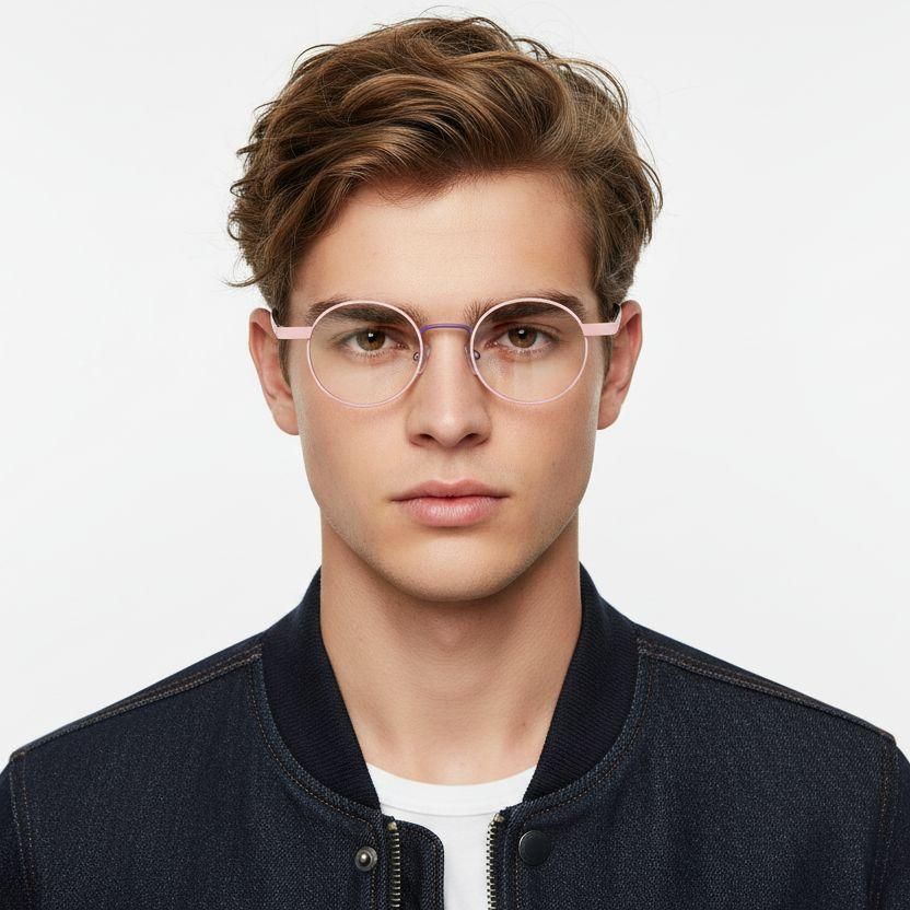 Round Pink Metal Glasses #BS2425-1262