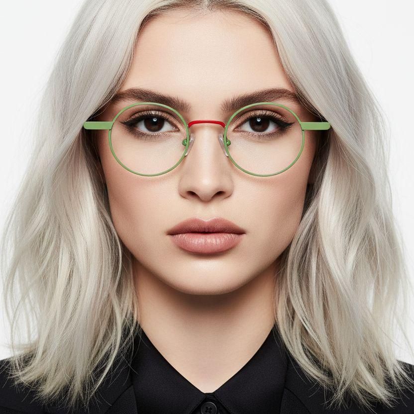 Round Green Metal Glasses #BS2425-1264