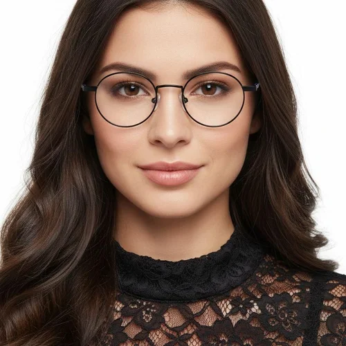 Lunettes rondes en métal noir #BS2425-1265