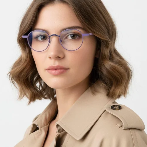 Lunettes ovales en métal violet #BS2425-1266