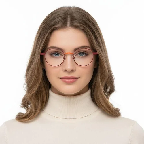 Lunettes ovales en métal rouge #BS2425-1267