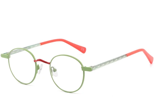 Oval Green Metal Glasses #BS2425-1268