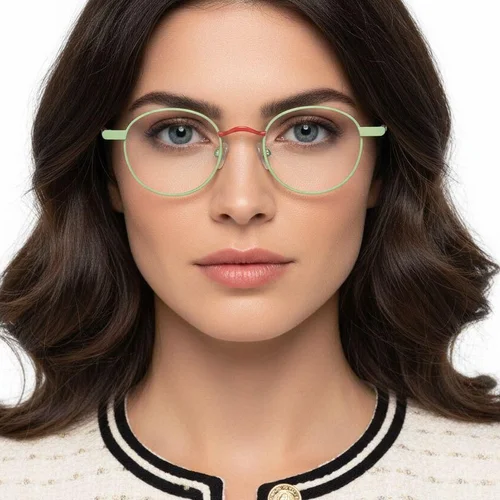 Lunettes ovales en métal vert #BS2425-1268