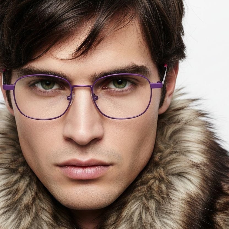 Rectangular Purple Metal Glasses #BS2425-1269