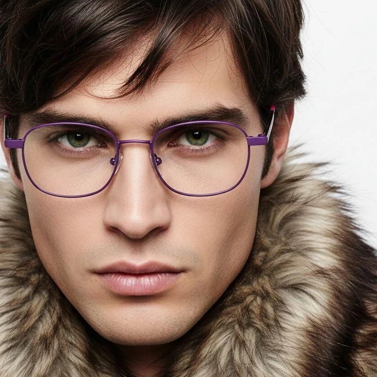Rechteckige violette Metallbrille #BS2425-1269