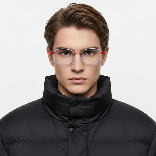 Lunettes rectangulaires en métal bleu #BS2425-1272
