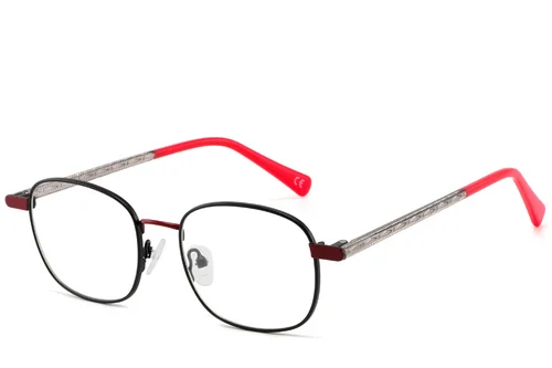 Lunettes rectangulaires en métal rouge #BS2425-1274