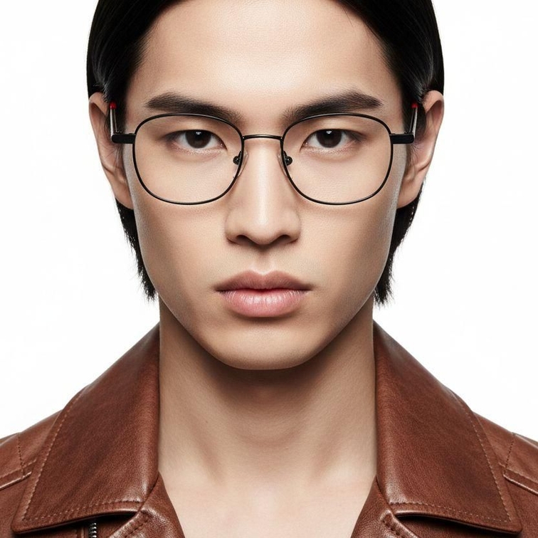 Rectangular Red Metal Glasses #BS2425-1274